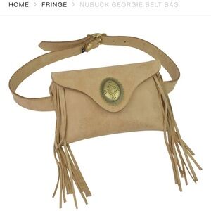 Large J J Winters Nubuck Georgie Belt Bag w/ fringe & brass - can wear crossbody